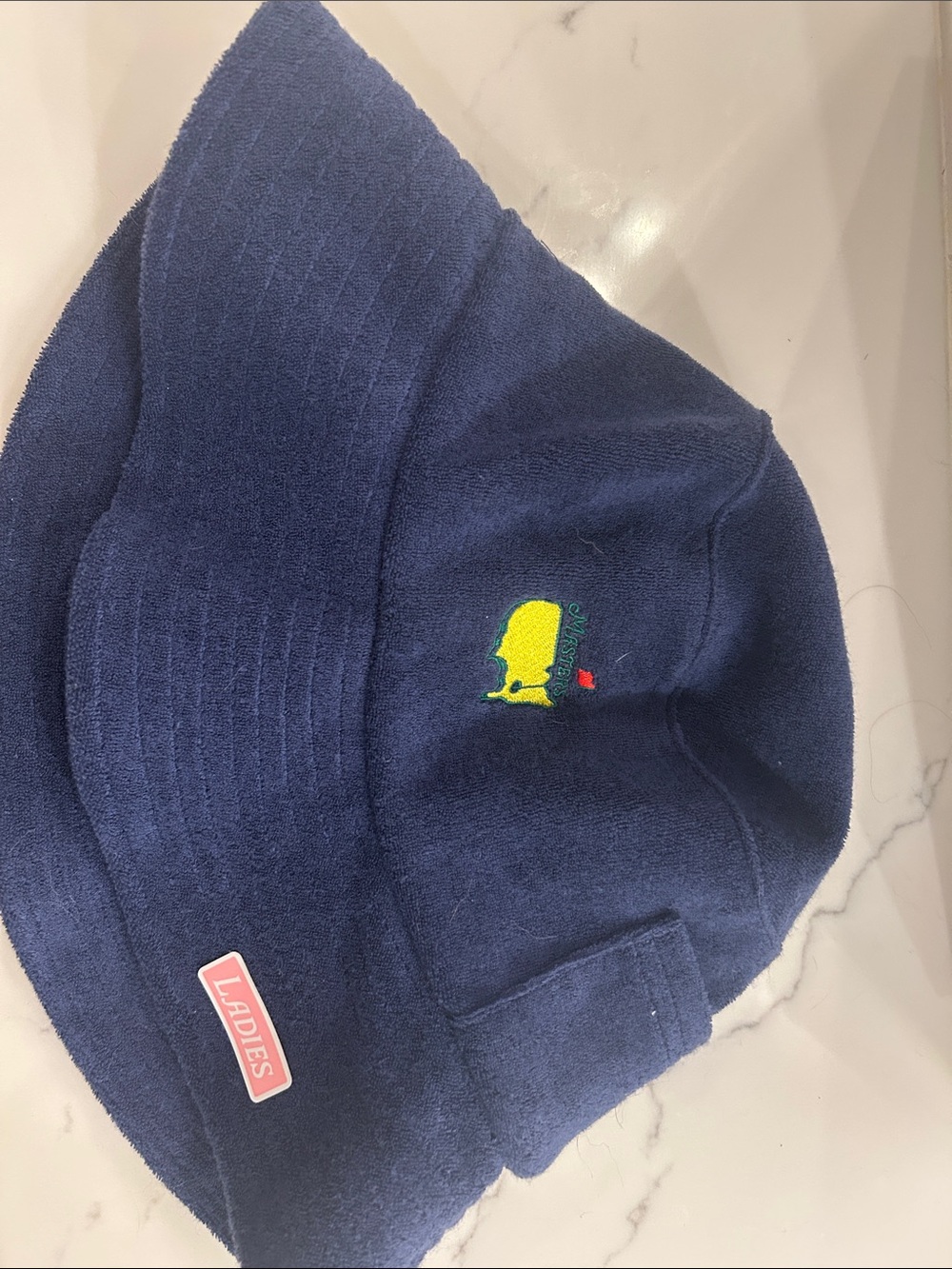 Masters Navy Terry Bucket Hat with Yellow Logo Accent